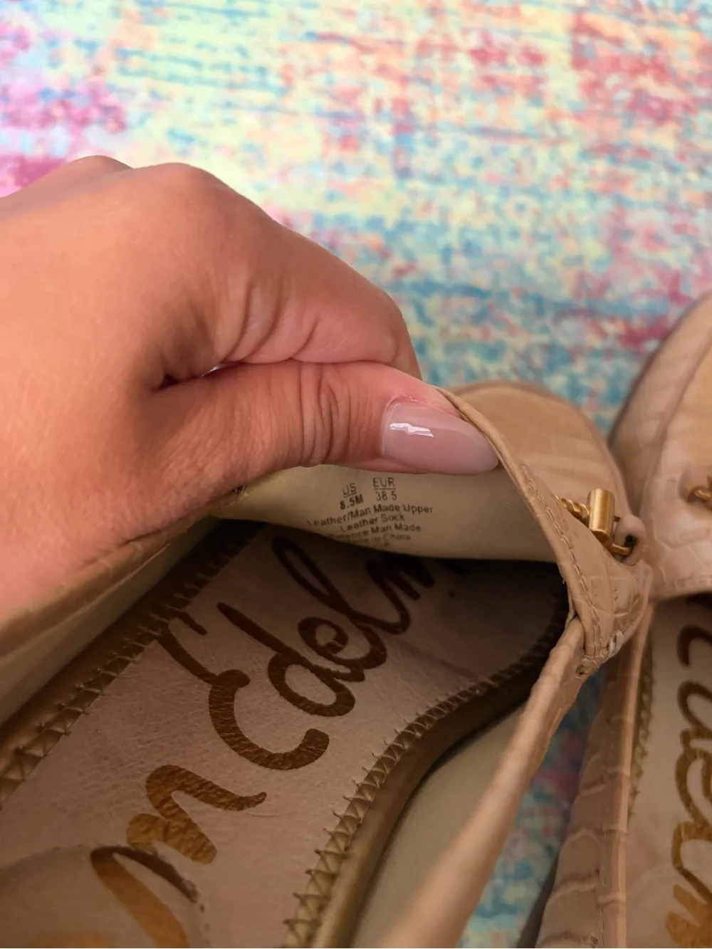 Sam Edelman Loraine Bit Loafer- Beige Gold Croc-Embossed Loafers